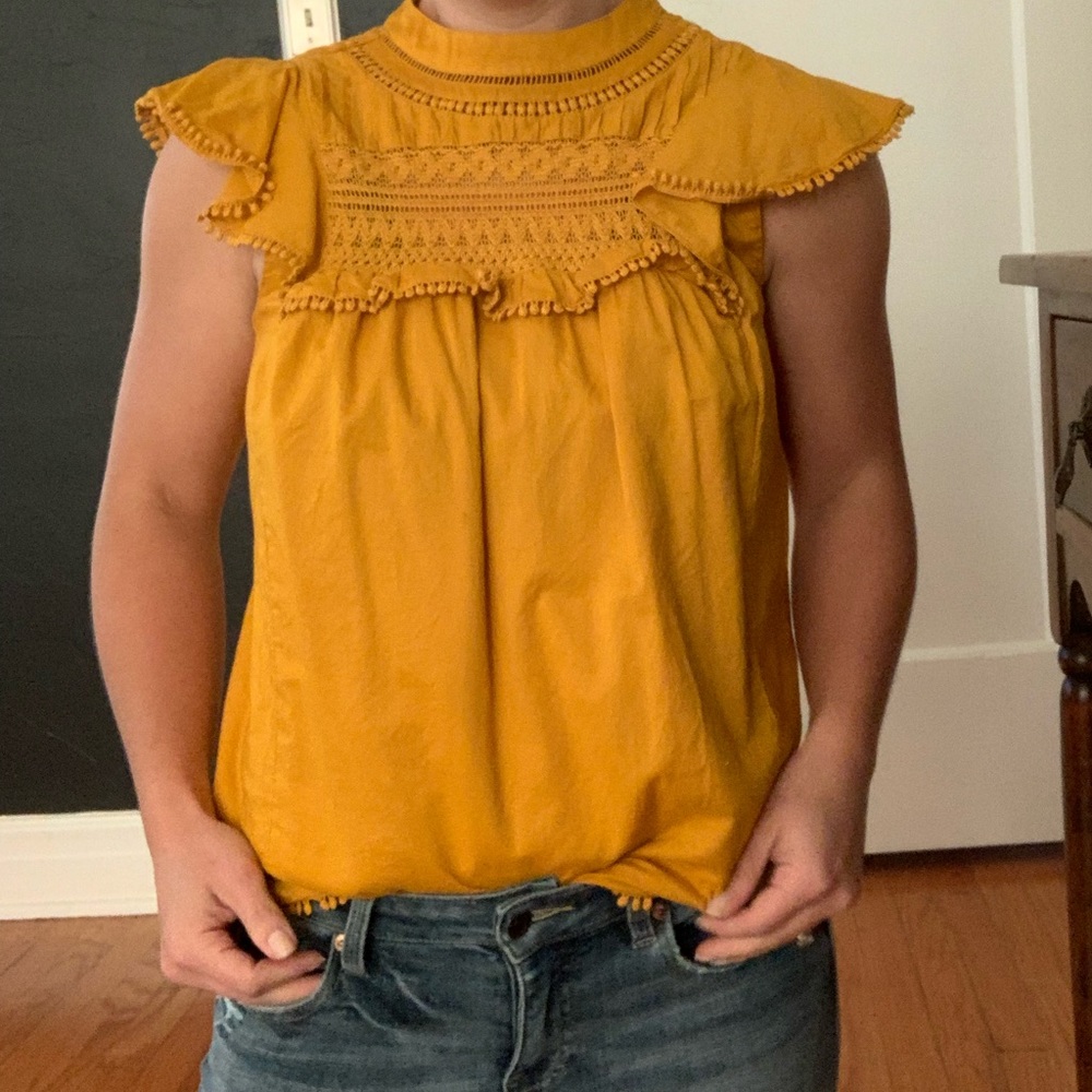 Orange ruffle embroidered top